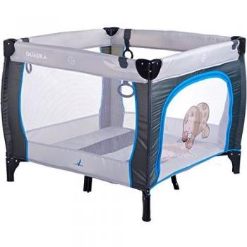 Corral Plegable para Bebé Caretero Quadra Gris con Matelas Extraíble y Apertura Lateral Zippée - Hasta 15 kg