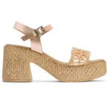 Sandalia de tacón de piel y textil Jeri Rose