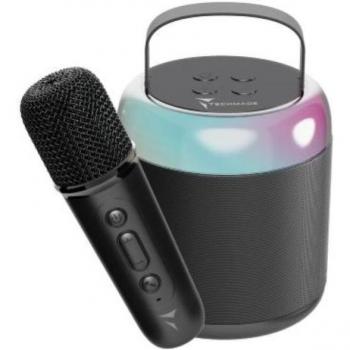 Altavoz Karaoke Bluetooth Portátil Techmade Negro con Micrófono y LED