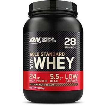 Optimum Nutrition Gold Standard 100% Whey Proteína en Polvo, Glutamina y Aminoácidos Naturales, BCAA, Extremo Chocolate, Leche, 28 Porciones, 896 g, Embalaje Puede Variar