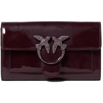 PINKO Love One Wallet C - Women's Unisize Wallet in Red, Brown, and Purple with Crystal Embellishments