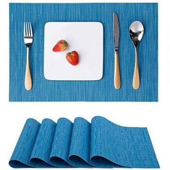 Myir JUN Salvamanteles Individuales Juego de 6, Lavables Manteles Individuales Plásticos de Vinil de Esteras, Resistentes al Calor Antideslizante Fácil de Limpiar y Impermeable 30x45cm