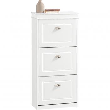 Gabinete de zapatos SoBuy FSR94-W, 3 solapas, color blanco, zapatero estrecho con 3 puertas abatibles, organizador para zapatos