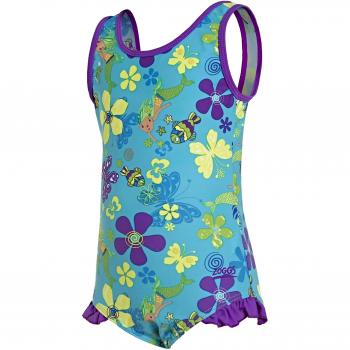 Zoggs Bañador para niñas, diseño de sirena flor cruzada para 21, niña, Mermaid Flower Scoopback, blue, multi, 20