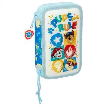 Plumier Escolar Doble Pequeño Paw Patrol Pups Rule - 28 Piezas, Diseño Práctico, Material Resistente, Cierre de Cremallera Seguro, 12.5x19.5x4