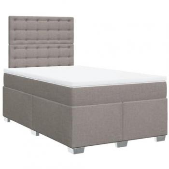 Cama box spring con colchón de muelles Tortorora 120x190 cm en tela gris taupe