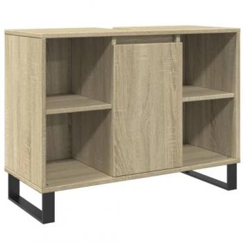 Mueble de baño madera de ingeniería roble Sonoma 80x33x60 cm Marrón, Armario de Almacenamiento de baño, Armario de Cuarto de baño, Armario de baño