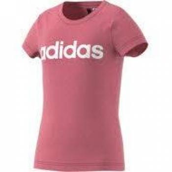 Adidas YG Linear tee Camiseta, Niñas, Rosa/Blanco
