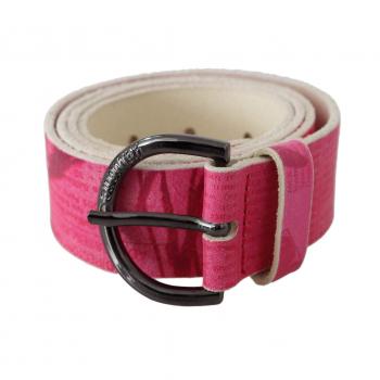John Galliano Pink Leather Round Buckle Logo Belt - 90 cm / 36 Inches