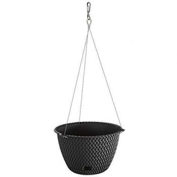 Prosperplast Maceta Redonda Colgante 4,8L Splofy Round WS de plastico en Color Antracita, Ø27 x 16,6 cm