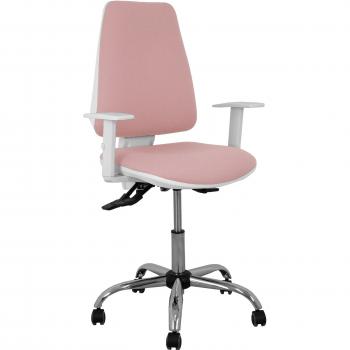 Silla de Oficina Elche Asincronía Bali Rosa con Brazos Regulables y Ruedas para Parqué