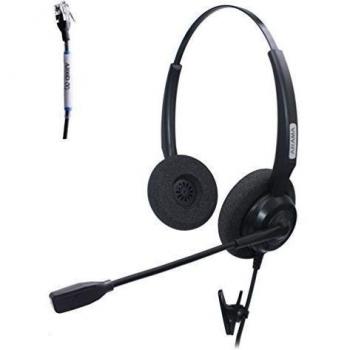 Arama Binaural Auricular de Teléfono con Cancelación de Ruido del Micrófono para Avaya 1616 9650 7902 7912 Cisco Yealink T41 Snom 870 Grandstream GXP1400 Panasonic KXT Huawei 37G C58 Zultys Teléfono IP