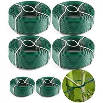 Amagabeli Garden Home 6 x 50M Rollo de Alambre Recubierto Ø 1.35 mm Alambre de Jardín Esgrima Alambre Inoxidable de PVC Verde WR8 DA031