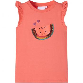 Camiseta infantil de manga volante coral 128