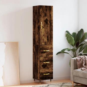 Aparador de madera contrachapada roble ahumado 34,5x34x180 cm marrón vidaXL