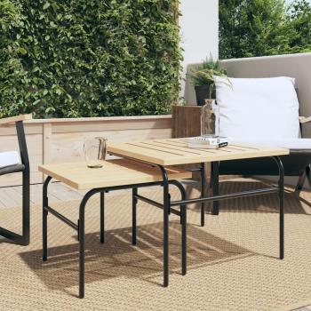 vidaXL Garden Nest of Coffee Tables 2 pcs Brown and Black Steel