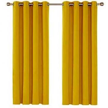 Deconovo Cortinas Salon Modernas Aislantes Térmicas Opacas con Ollaos 2 Piezas 117x138cm Limón
