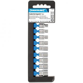 Juego de Herramientas Silverline - Vasos Hexagonales Imperiales de 1/4'' de Alta Resistencia, 9 piezas, 6 cantos