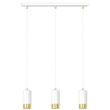 Lámpara de Suspensión Fumiko, Acero con Recubrimiento de Polvo, Blanco y Oro, 45x100x6 cm