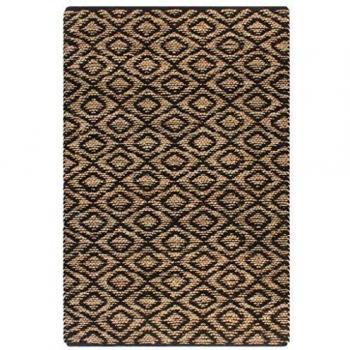 vidaXL Alfombra Tejida a Mano Yute y Tela 120x180cm Natural y Negra Decoración