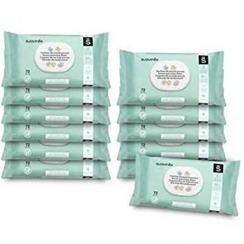 Suavinex toallitas bebé dermohidratantes 864 unidades, aptas para pieles atópicas, 100% biodegradables, 96% ingredientes de origen natural, pack 12 x 72