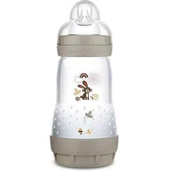 MAM Biberón Anti-Colic A155 - Colección Colours of Nature, Superficie Mate, Biberón Anticólicos Patentado, Tetina 2 de Silicona SkinsoftTM Ultrasuave, para Bebés a Partir de 2 Meses, 260 Ml, Neutro
