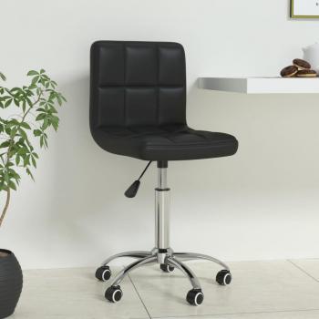 Silla de Oficina Giratoria de Cuero Sintético Negro
