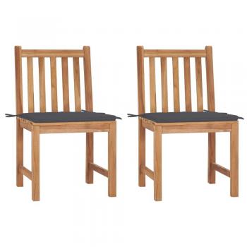 Teak Wood Garden Chairs Set of 2 with Cushions