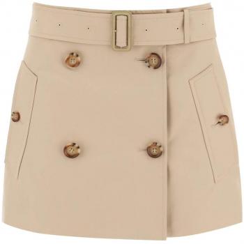 Burberry Women's Beige Gabardine Mini Trench Skirt Size 8