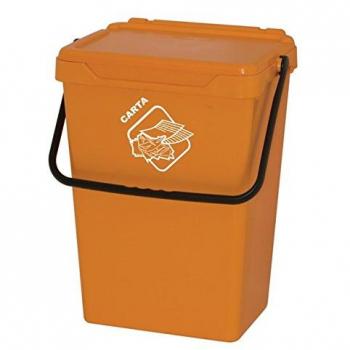 Cubo de polipropileno con manija y cubierta Art Plast BS30/G, color amarillo, 30 litros, dimensiones 400x305x390 mm