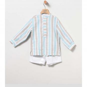 Coco Acqua - Conjunto de niño de camisa de lino y bermuda