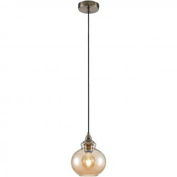 Lámpara colgante Lindby Tymoni de vidrio ámbar, 1 luz, estilo vintage, compatible con bombilla E27, ideal para salón y comedor