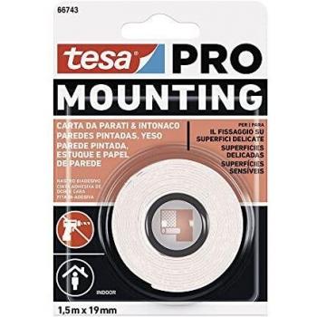 CINTA DOBLE CARA MOUNTING PRO PARED PINTADA 1.5m x 19mm 66743 TESA