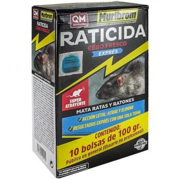 Raticida Cebo Fresco Muribrom 100gr. Brodifacoum 25ppm - Eficacia Total Contra Ratas y Ratones
