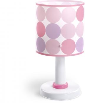 Lámpara de mesa infantil Dalber Colors rosa con diseño de puntos y altura de 30 cm