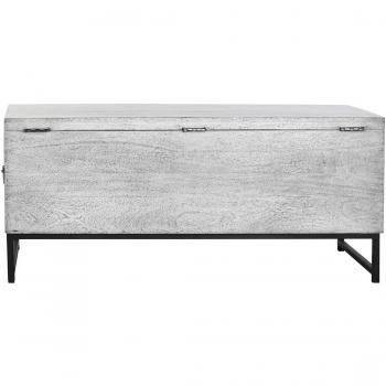 Baúl DKD Home Decor Cerámica Gris Blanco Madera de mango (116 x 40 x 50 cm)