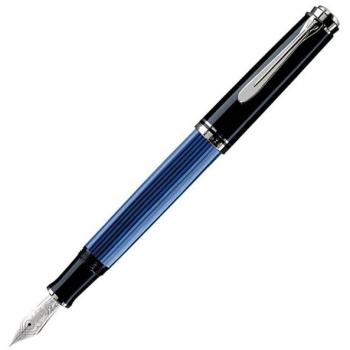 Pelikan M805 Souverän Fountain Pen - Integrated Filling System, Black/Blue/Silver, Diamond Resin, Gift Box