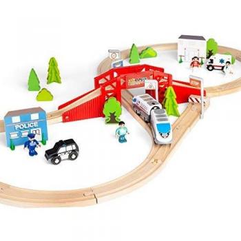 WOOMAX - Circuito tren de madera 50 piezas WOOMAX