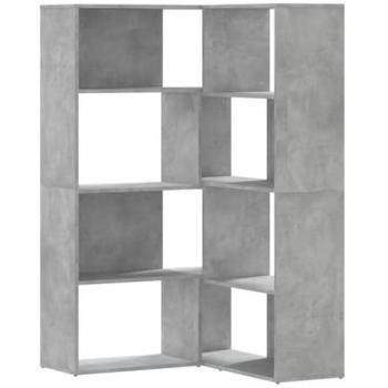 Estantería Esquina 4 Niveles Madera Gris Hormigón 85x85x140 cm