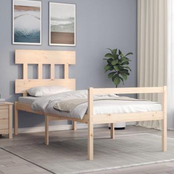 Cama para personas mayores con cabecero de madera maciza