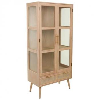 Vitrina de Madera y Rejilla Marrón Wanderlust 72x40.5x158.5 cm