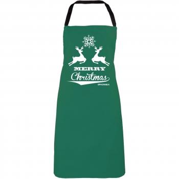 Feliz Navidad del reno del cocinero de la cocina delantal del babero de color verde