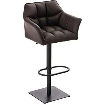 Taburete Damaso de Bar Marrón Negro: Estilo moderno, diseño ergonómico, asiento acolchado, estructura resistente de metal, altura ajustable, base antideslizante