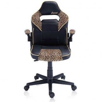Leopard Negra - Silla Gaming Ergonómica con Reposacabezas y Cojín Lumbar
