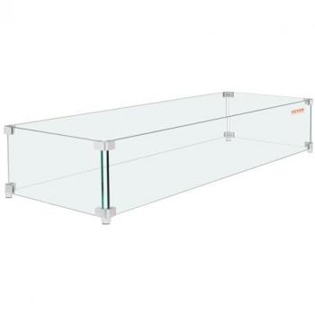 Vevor Rectangular Tempered Glass Wind Guard for Gas Fire Pit 965x267x152 mm