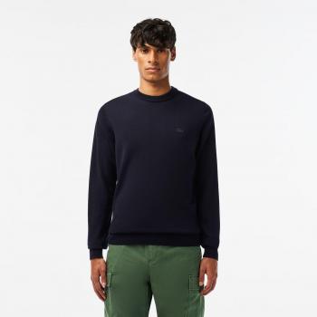 Lacoste Men's Merino Wool Crewneck Sweater - Stylish and Warm, Size: 2XL, Navy Blue