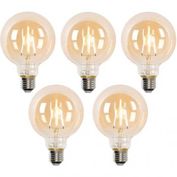 Juego de 5 bombillas LED inteligentes E27 G95 doradas regulables 4,9W 470 lm 1800-4000K