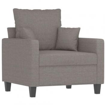 Sillón de tela gris taupé 60 cm con respaldo y reposabrazos, sofá de televisión para descanso y ocio, tapizado para salón hogar