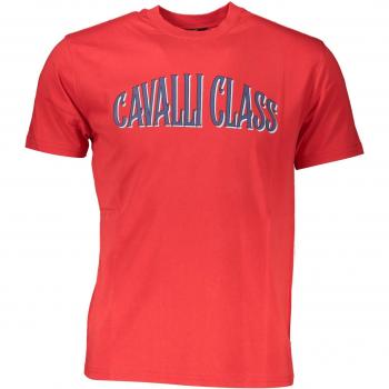 Cavalli Class Elegant Red Printed Logo Tee - XL