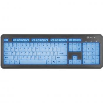 Teclado Slim NGS Blue Lagoon con Retroiluminación Azul, 12 Teclas Multimedia, 3 Niveles de Retroiluminación, Plug and Play y Cable USB de 1.5M